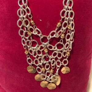 Chico’s necklace and earring set, gold & silver
